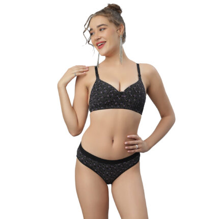 Black Printed Lingerie Set