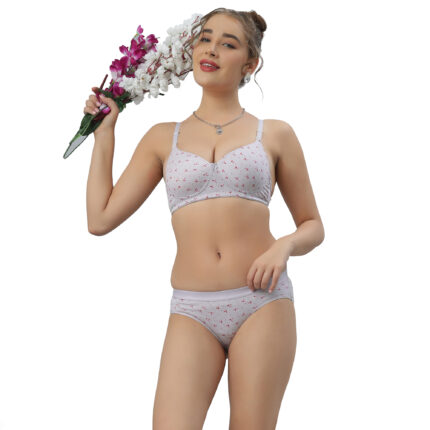Grey Printed Everyday Bra & Panty Set